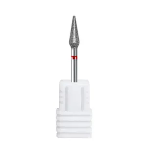 Fine Grit Torch Shape Diamond Nail Drill Bit, 3/32" Rotary Cuticle Burr for Nail Edge Prep, Cuticle Dead Skin Remover Nail Opening Pocket Manicure Tool