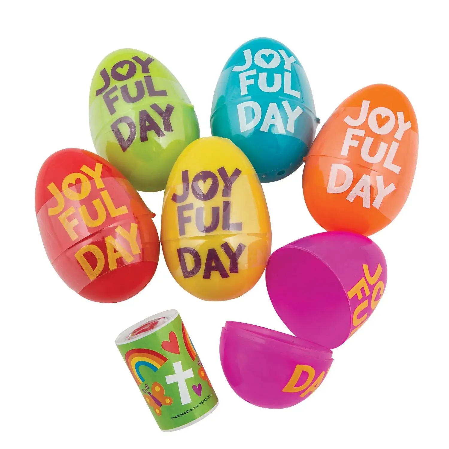 Multicolor 3" He Lives Prism-Filled Plastic Easter Eggs - 24 Pc, Photo-Worthy Party Decor & Decoration, Festive Gift for Easter Celebrations