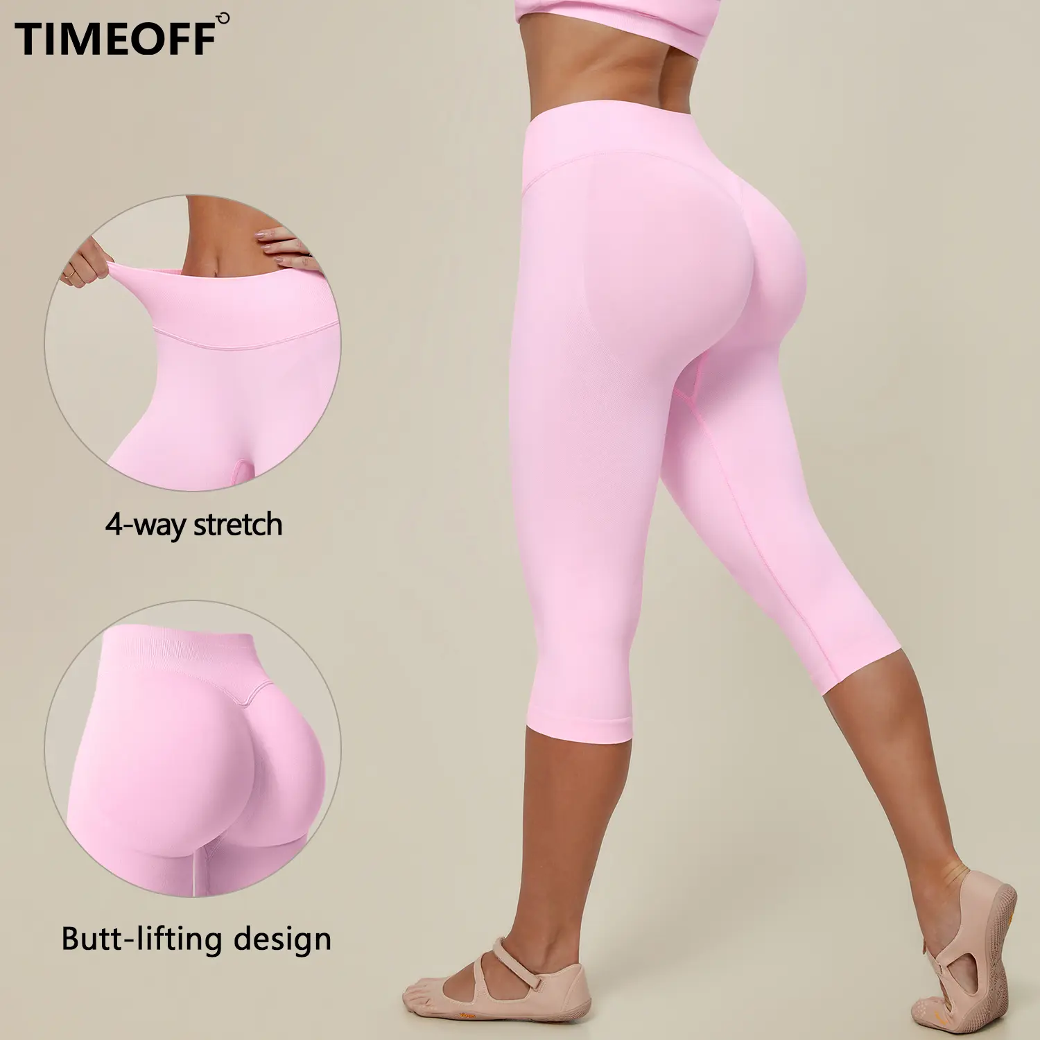 TIMEOFF Women's High Waist Capri Leggings - 4-Way Stretch Butt-Lifting High Hip Bottoms, Seamless Breathable Fabric, Tummy Control, Non-Slip Elastic Waistband, No Ride-Up | Ideal for Yoga, Gym | Women's Clothes, Clothes