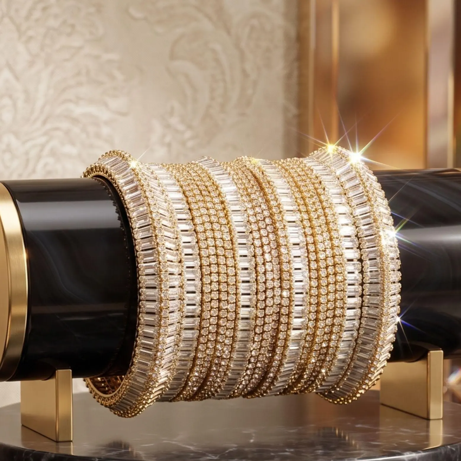 18-Piece American Diamond Bangles Set | Indian AD Bridal & Wedding Jewelry