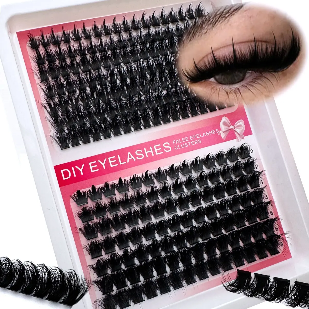 300D+200D/160D Spikes Lash Cluster Eyelash Extensions Spiky Individuals Lashes 10-18mm Wispy Eyelash Extension D Curly Lash Extension Mink Lash Extension, Spiky False Eyelashes, Dense Lashes DIY at home, Eyelash Clusters