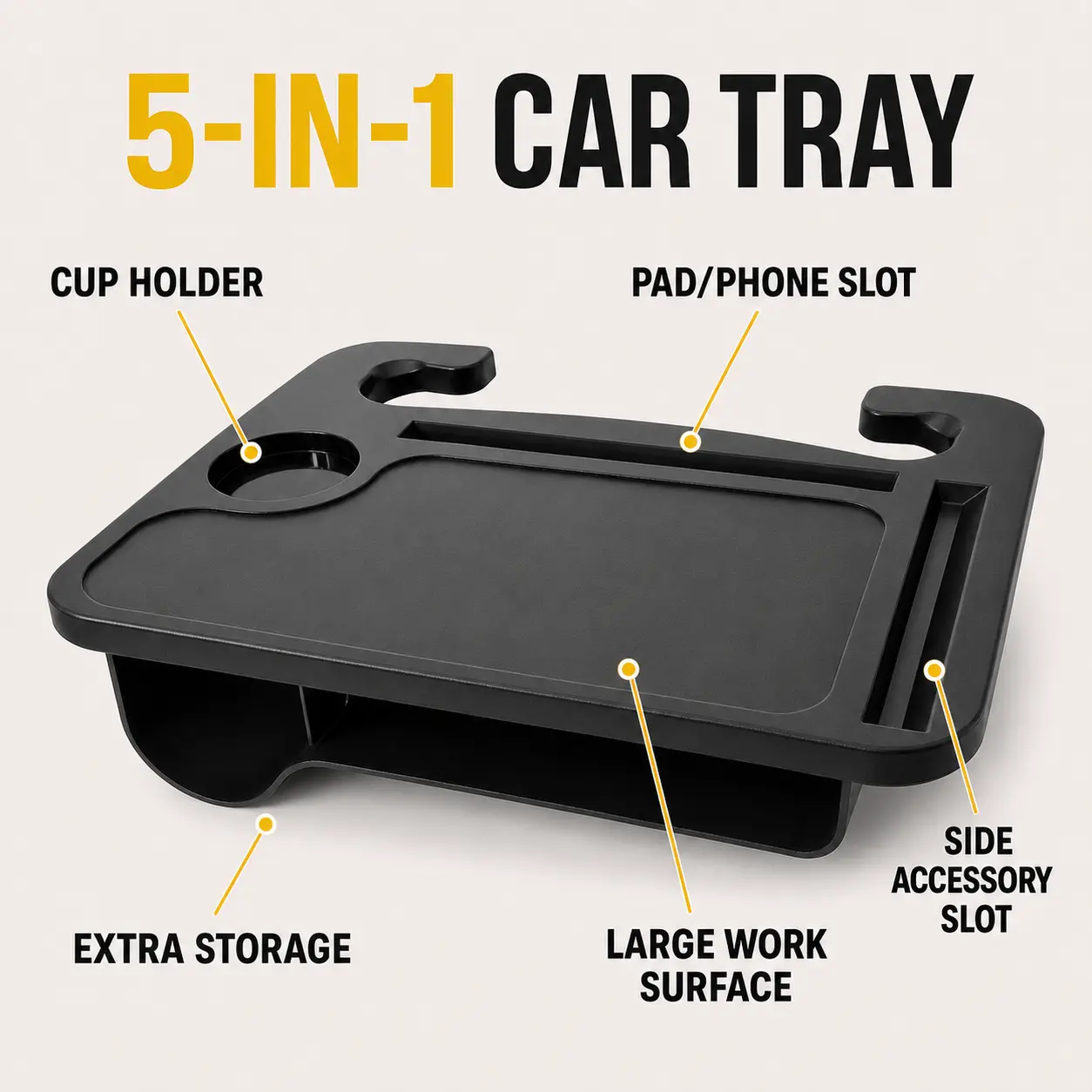 2-in-1 Steering Wheel Desk-Steering Wheel Tray Table with Seat Gap Filler Organizer Car Food Tray for Driver Car Desk for Laptop & Eating Tesla Model 3 Model Y Accessories Fits Most Vehicles Steering Wheels Birthday's Gift