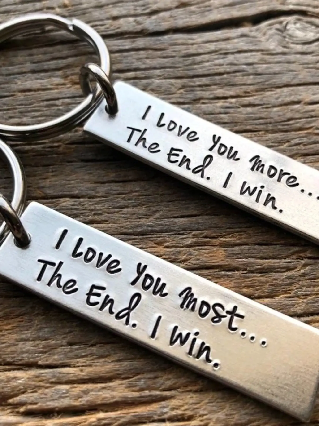 I Love You More / Most The End I Win Stylish Stainless Steel Keychain valentines day gift Girlfriend Boyfriend Husband Wife Gift