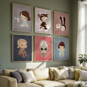 Yoshitomo Nara Inspired Art Print, Japanese Pop Art Decor for Teens Gift