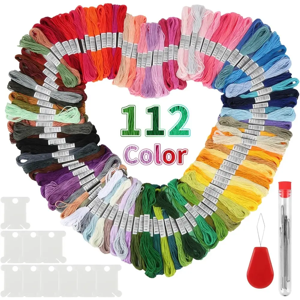 112 Colours Embroidery Thread Set, Embroidery Floss, Embroidery Thread Cotton Embroidery Thread Set for Embroidery Crafts Knitting Bracelet Thread Sewing Thread Colorful