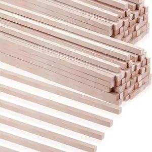 60 count Balsa  Sticks 1/8 x 1/8 x 12 Inch Hardwood Square Dowels Unfinished Wooden Strips for DIY Molding Crafts Projects Making