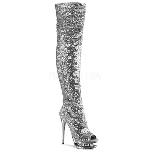 6 Inch Heel BLONDIE-R-3011 Silver Sequins