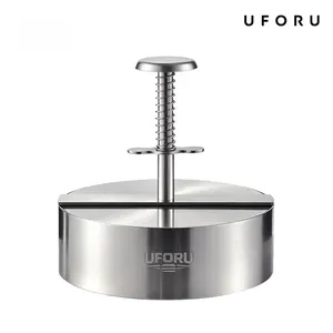 UFORU 304 Stainless Steel Burger Patty Press, Hamburger Maker with Spring Press Handle, Round Meat Press Mold for Beef, Turkey, Chicken, Pork, Veggie Patties, BBQ & Kitchen Prep#SummerWins#dealsforyou