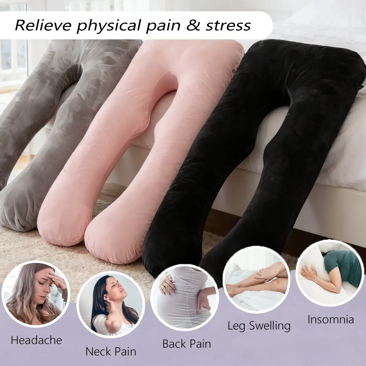 Maternity U-Shaped Pillow - Soft, Highly Elastic Filling for Pregnant Women’s Abdominal Support, Lumbar Care