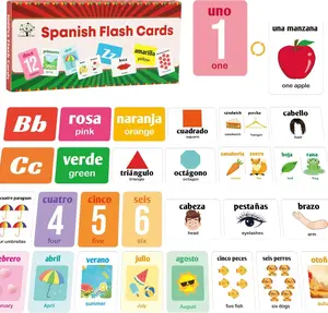 Mother's Day Spanish Flash Cards 100 English to Spanish Bilingual Flashcards Español Vocabulary Alphabet Number Colors Educational Learning Toys for Kids Adult Beginners Toddlers Grade School Classroom