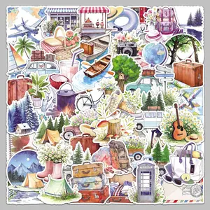 Camping Travel Series Sticker, Self Adhesive Decorative Stickers, DIY Decals for Water Bottle, Laptop, Phone Case, Scrapbooking, Journal Making, Protective