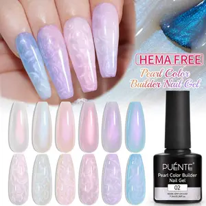 Puente 7.5ML Pearl Color builder nail gel Shimmer Pearlescent Gel Polish Self-Leveling Swirl Shell Thread Effect Soak Off UV Long Lasting Construction Gel Varnish Manicure Nail Art Gifts for Women