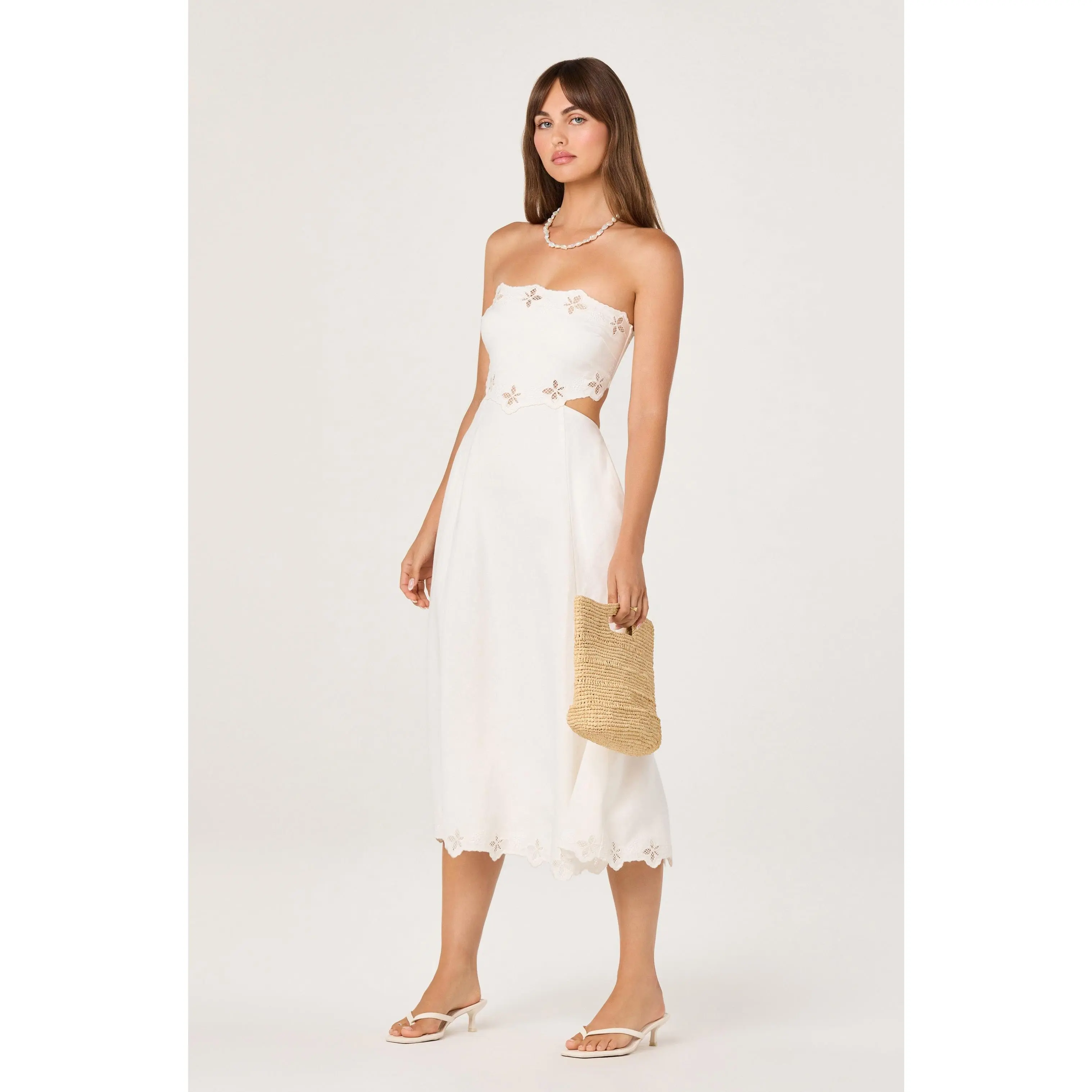 Shavonda Cutwork Open-Back Midi Dress