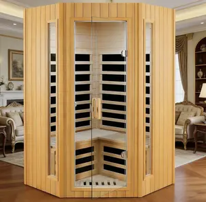 Canadian Hemlock Wood Sauna Corner Far Infrared Sauna for 2Persons Detox 1670W
