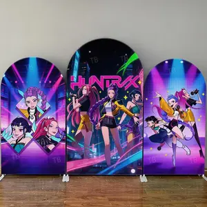 15-day Delivery Hunters Neon City Arch Backdrop Cover Set for Anime Birthday Party Decor