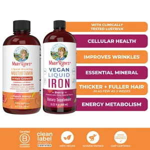 MaryRuth's Daily Health & Hair Growth + Iron Bundle - Liquid Morning Multivitamin + Hair Growth & Liquid Iron - Beauty Supplement MaryRuth's Daily Health & Hair Growth + Iron Bundle - Liquid Morning Multivitamin + Hair Growth & Liquid Iron - Beauty Supplement