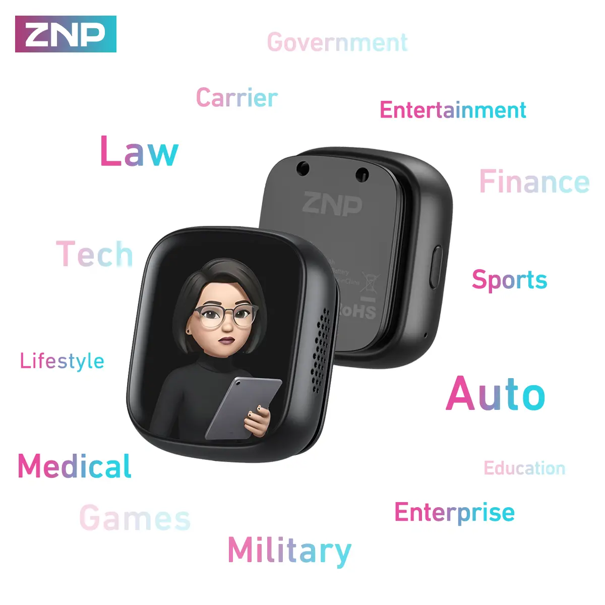 ZNP Z02 AI-Badge, Festival Gift, Interactive AI Companion Robot with AI Chat Function, Meeting Recording & Summarization, 24h Memo Reminder, Emotional Companion, Suitable for Work, Study, Entertainment, and Gift Giving
