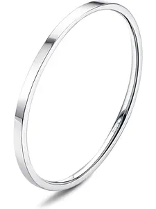 1 Pc S925 Sterling Silver Rings for Women Men 18K White Gold Filled Thumb Ring, Silver Band Stackable Statement Knuckle Thin Plain Ring Size 5-9, Engagement Wedding Bands