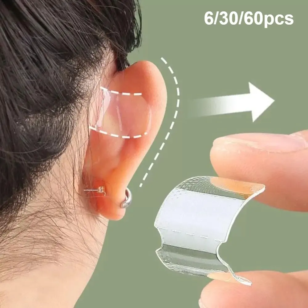 Silicone Elf Ear Lift Patches 6/30/60 Pieces, Invisible Hypoallergenic Allergy Support Stickers, Transparent Anti-Drooping Ears Lifter for Cosplay Party Earlifts, Ear Lifting Stickers