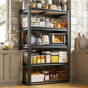 REIBII Garage Shelves Load 2000lbs, Metal and Wood Pantry Shelving - 12"D x 28"W x 59.8"H