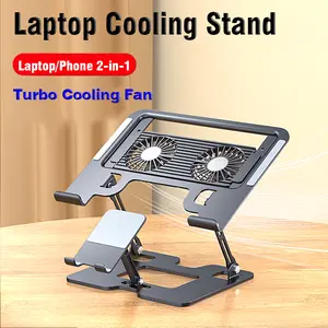 Adjustable Foldable Phone &  Laptop Stand with Dual-Turbo Cooling for Gaming Laptops, Compatible with Laptops and Tablets. tiktokshopspringglowup