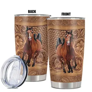 Horse Pattern Tumbler, 1 Count Stainless Steel Insulated Cup, Insulated Travel Drinkware, Durable Water Bottle for Hot and Cold Beverages, Gift for Horse Lovers and Equestrians, Drinkware