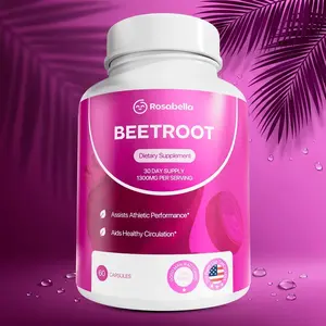 Rosabella Organic Beetroot Capsules 1300mg, Herbal Supplement to Support Healthy Circulation & Cardiovascular Wellness
