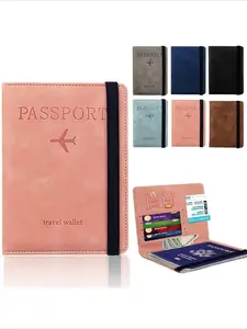 RFID Anti-shielding Passport Cover, Wallet, Travel Document Holder, Travel Leather Wallet, Men's and Women's Multi-functional ID Card Bank Card Storage Bag