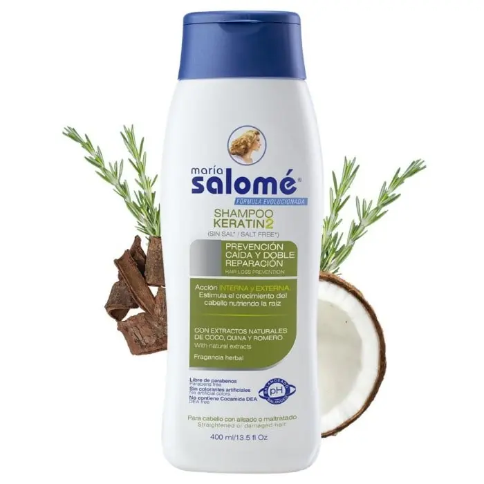 María Salomé Keratin2 Salt-Free Paraben-Free Unisex Liquid Shampoo, Nourishing & Repairing for Hair Loss Prevention, María Salomé Keratin2 Salt Free Hair Loss Prevention Shampoo