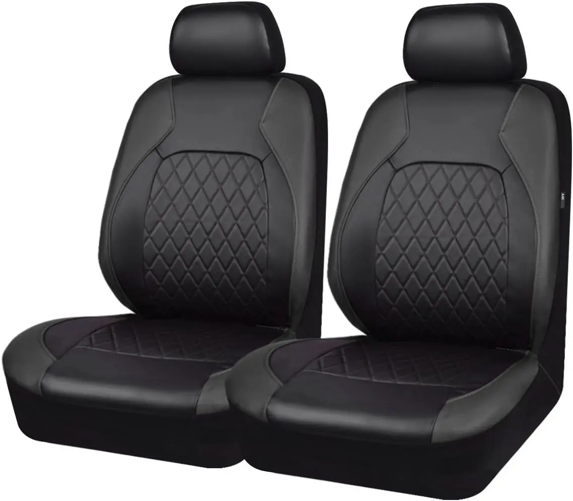Universal PU Leather Front Car Seat Covers 2PCS, Waterproof Seat Protectors, Airbag Compatible, Fits Most Cars SUVs Trucks