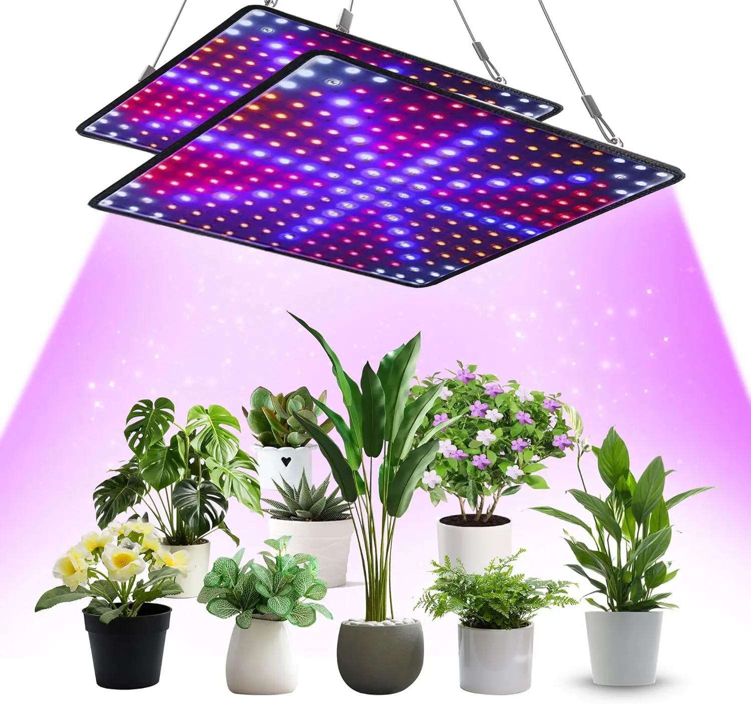 200W LED Grow Light Panel Lamp for Indoor Plants, 256 LEDs Full Spectrum with White Blue Red UV IR LEDs for 4x4Ft Coverage Grow Tent Greenhouse Veg and Bloom Seedlings Hydroponics