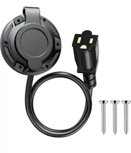 20 Amp 115V RV Shore Power Inlet with Extension Cord | Trailer Electrical Outlet