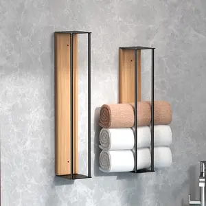 Wall-Mounted Towel Rack for Bathroom Storage, Bathroom Organizer Supplies, Easy to Install No Drill or Drill Installation, Perfect for Organizing Bathroom Accessories