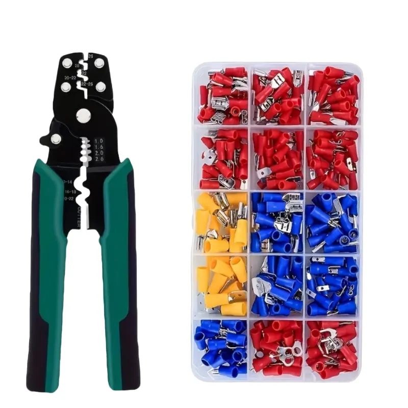 281Pcs Boxed Wire Crimp Terminal With Plier, Insulated Cable Connector Electrical Connector Splicing Termination 2.8 4.8 6.M Wire Connector Cable Crimping Plier Wire Strippers, Hand Tools