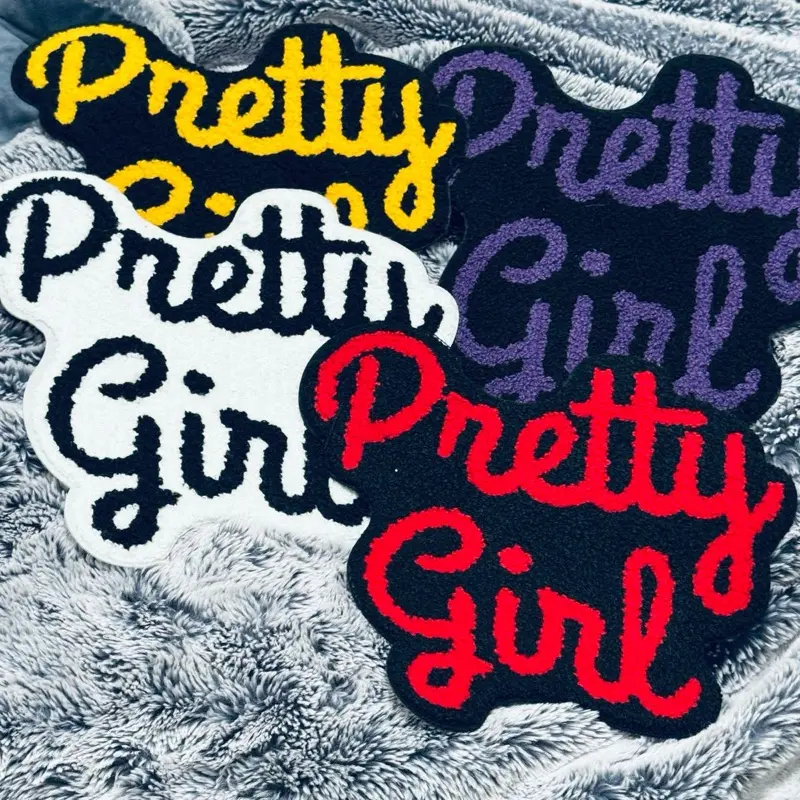 Elegant Cursive Writing Patch - Chenille Applique with Smooth Lettering, Heat Transfer Iron-On, Self-Adhesive, Durable Stitching, Vibrant Colors, Customizable Soft Texture for Hoodies, Jackets, Creative Individuals, Instant Personality, Polished Look, Cur