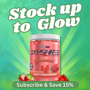 EHPlabs OxyShred Gummies  | 120ct Juicy Strawberry & Blue Raspberry Pre Workout Gummy Zero Added Sugar L Carnitine & Natural Caffeine On The Go Energy, Edible Preworkout