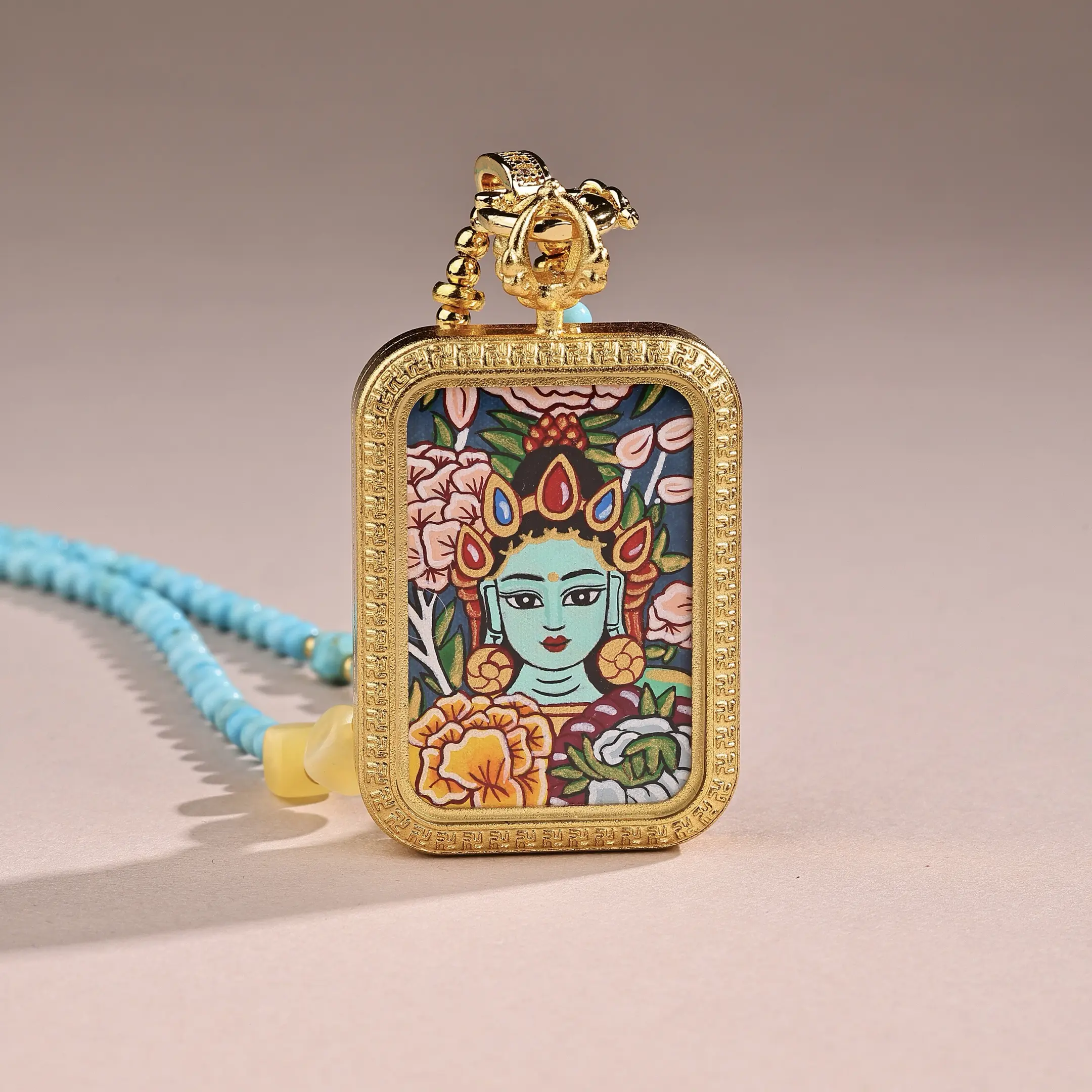 Tibetan Buddhist thangka necklace