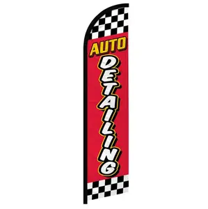 Auto Detailing (Red Checkered) Windless Banner Flag