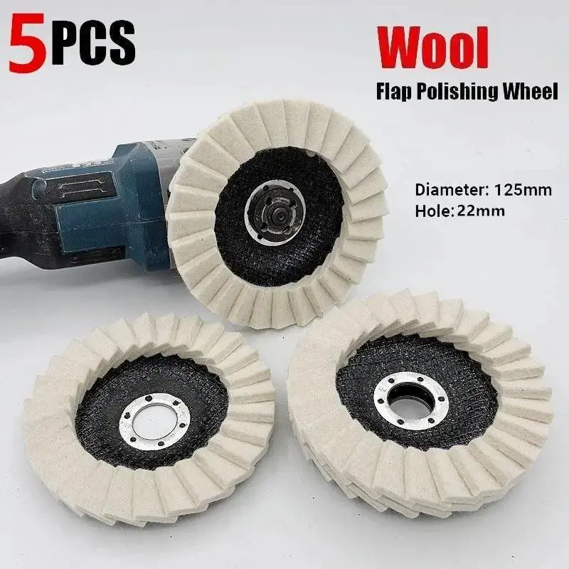Wool Flap Disc 125 Grinding Pad, Polishing Pads, 5 Inch Polishing Wheel, Multi-Page Polisher, High-Quality Wool Material, Heavy Duty Durable Design