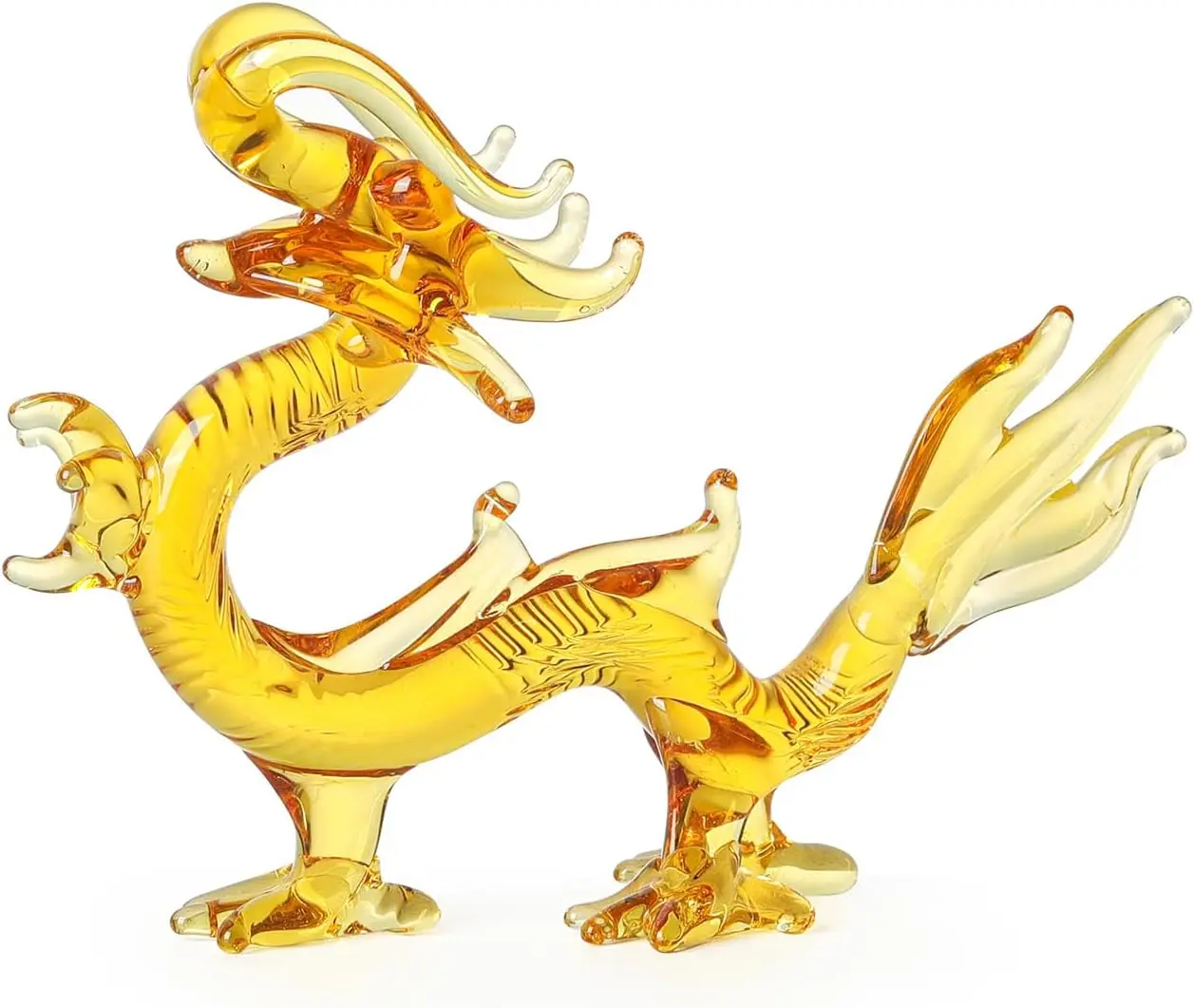 Dragon Statue Hand Blown Glass Chinese Dragon Figurines Lucky Feng Shui Home Decor 4.4 Inch