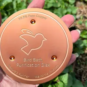 Bird Bath Copper Disc, 0.6mm Reinforced 99.99% Pure Copper Cleaning Plate, Three-Point Support, Outdoor Bird Bath, Bowl, All Seasons, Outdoor Use