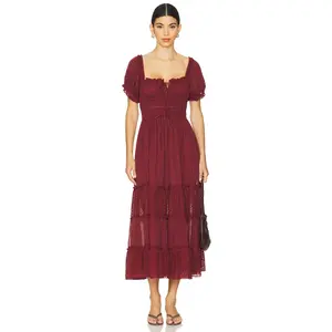 Free People Falling Sun Midi Dress in Syrah