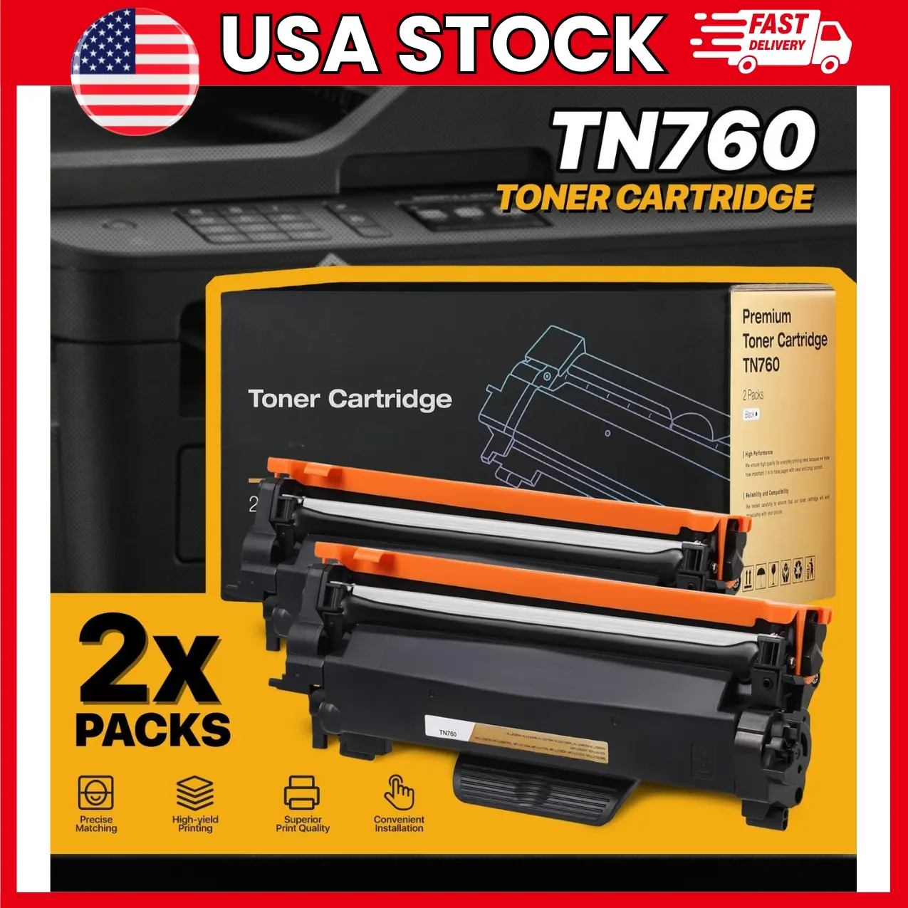 Magshion Compatible Toner Cartridge 2 Pack, TN760 TN730 Black Laser Toner Replacement with Chip for Brother HL-L2325DW HL-L2350DW MFC-L2710DW MFC-L2750DW DCP-L2550DW | hl l2325dw toner, mfc l2710dw toner, mfc l2750dw toner, dcp l2550dw toner, 2 pack toner