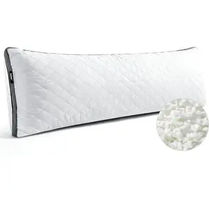Shredded Memory Foam Full Body Pillow, Long Hugging Bed Pillows for Adults, Breathable Extra-Firm Large Pillow for Side Sleep, Big Support Body Pillow for Sleeping (20 x 54 Inches)