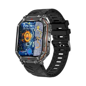 GPS Outdoor Sport Digital Smart Watch 3 ATM Waterproof with Flashlight Compass Build-in Fitness Tracker Real Time Movement Tracking Heart Rate Monitoring Bluetooth Call Blood Oxygen/Blood Pressure/Sleep Monitor
