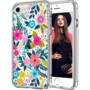 ICEDIO Clear TPU iPhone 7 8 SE 2020 Case with Blooming Blossoms Design and Screen Protector for Girls & Women - Floral, Accessories