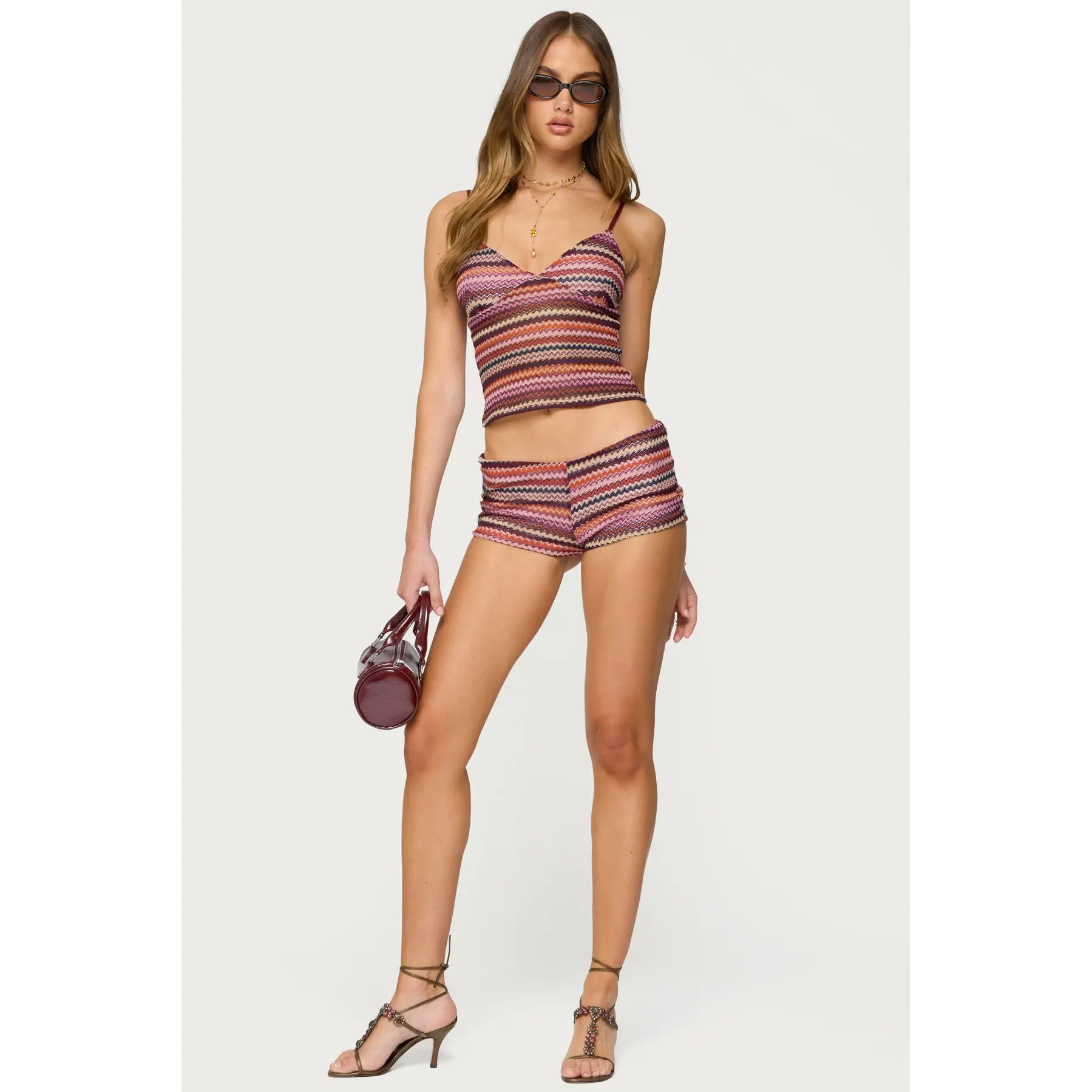 Zigzag Stripe Crochet Shorts