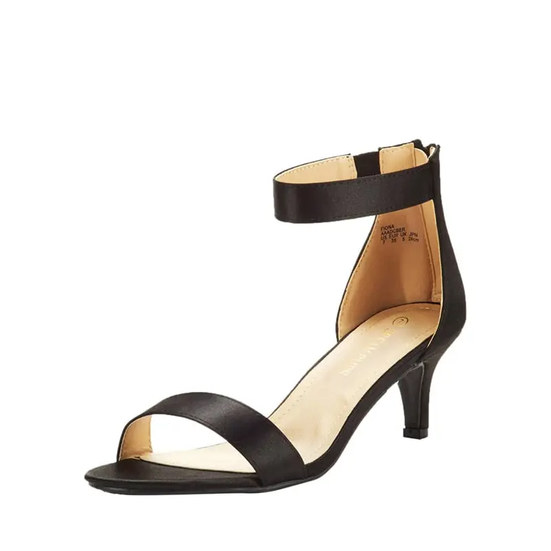 Dream Pairs Women's PU Leather Open Toe Ankle Strap Kitten Heel Sandals with Elastic Panel, Comfortable 2-Inch Heel for Weddings, Classic, Casual, Kitten Heels, Heels For Women
