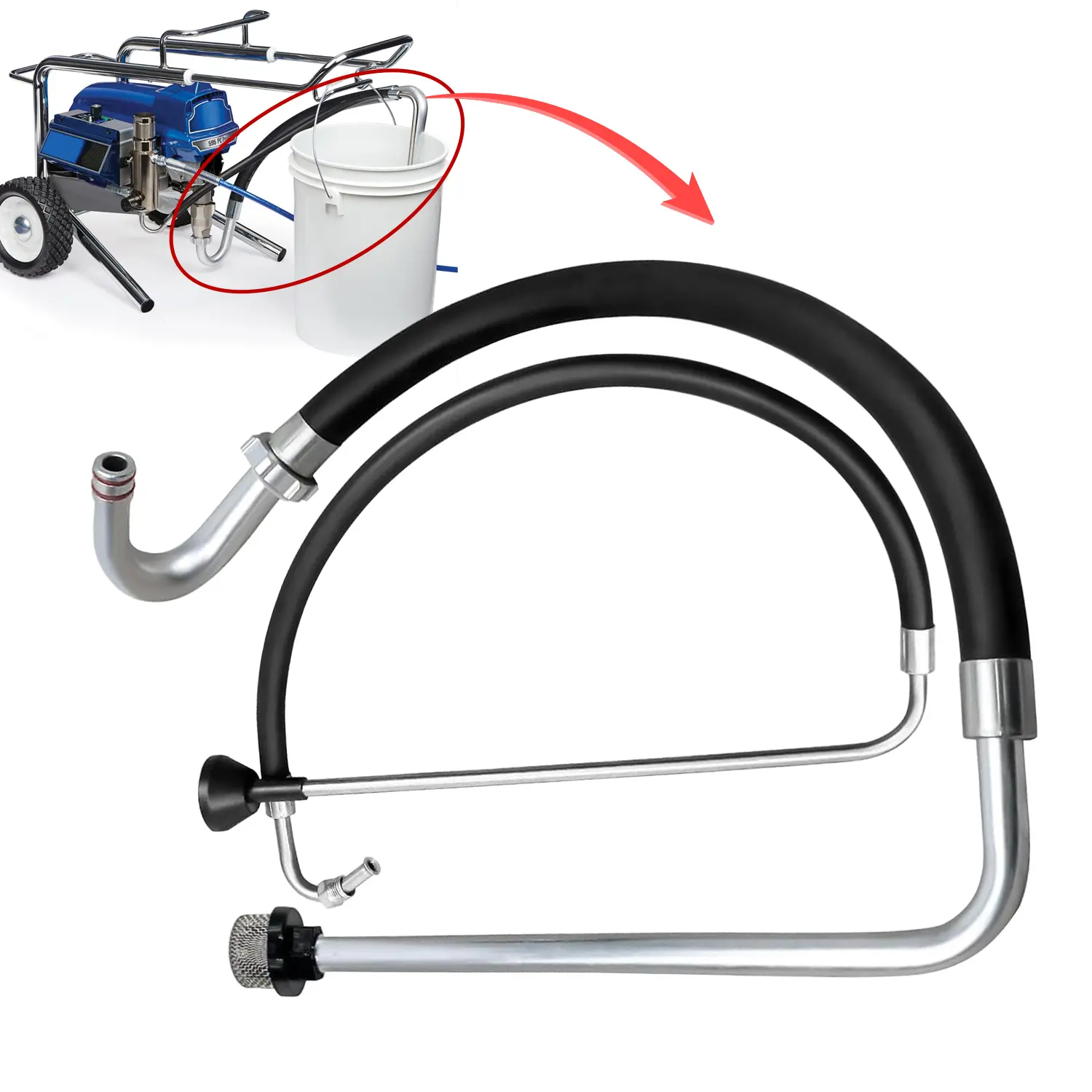 No Air Spray Gun Suction Tube and Return Tube Set, Paint Spraying Tool, Compatible with 390 395 490 495 595 No Air Spray/line Painters, Accessories, Paint Sprayer Accessories