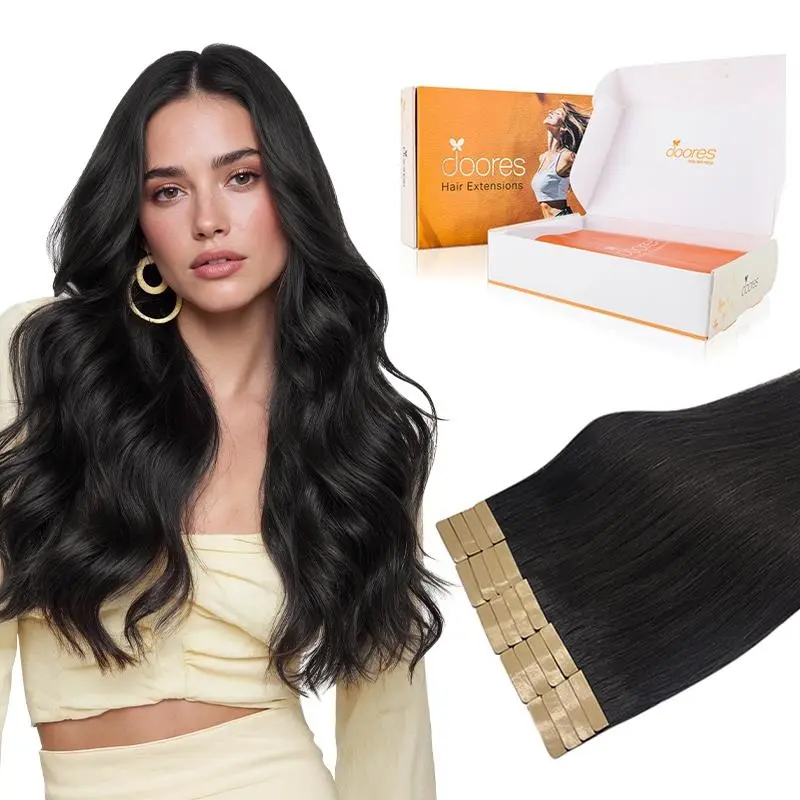 【#1 24inch only 53.24】Doores Tape in 10-28'' length Remy Human Hair Extensions Natural Straight#SummerFinds